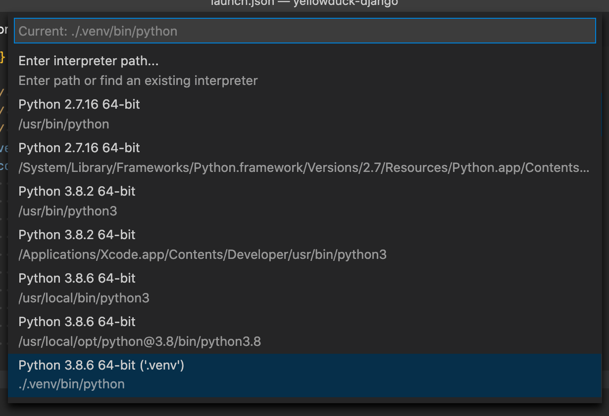 Visual Studio Select Python Interpreter